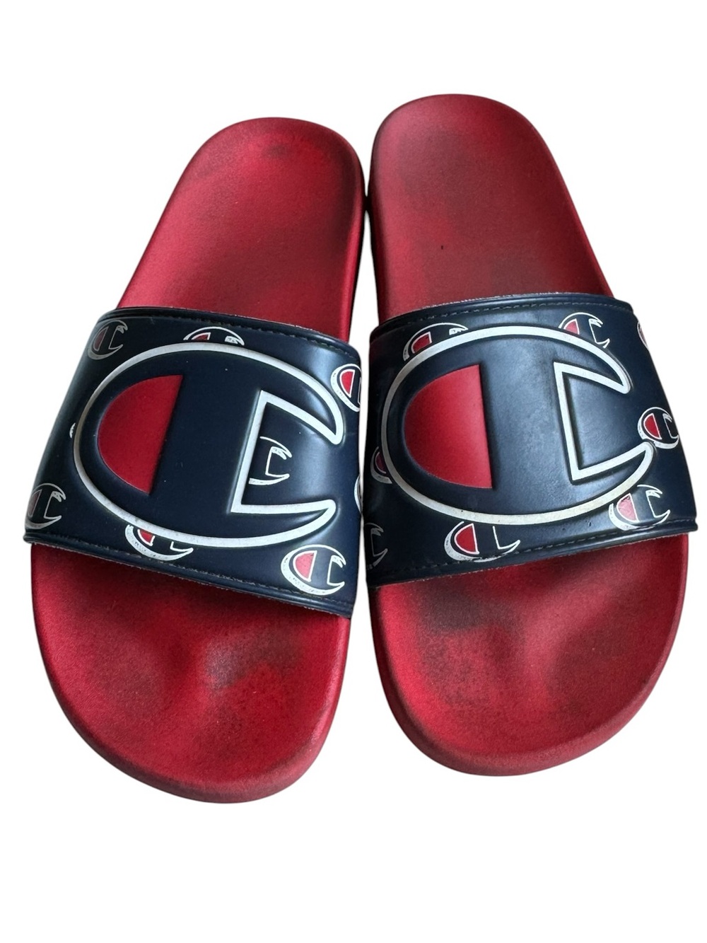 Retro Champion Red and Blue Logo Slides Sandals Men’s 9